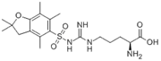 Picture of (S)-2-amino-5-(3-(2,2,4,6,7-pentamethyl-2,3-dihydrobenzofuran-5-ylsulfonyl)guanidino)pentanoic acid