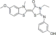 Picture of (5Z)-3-Ethyl-2-(3-hydroxyphenyl)imino-5-(5-methoxy-3-methyl-1,
3-benzothiazol-2-ylidene)-1,3-thiazolidin-4-one